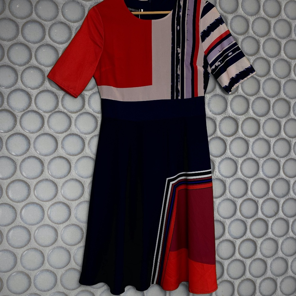 Unique pattern fit and flare dress